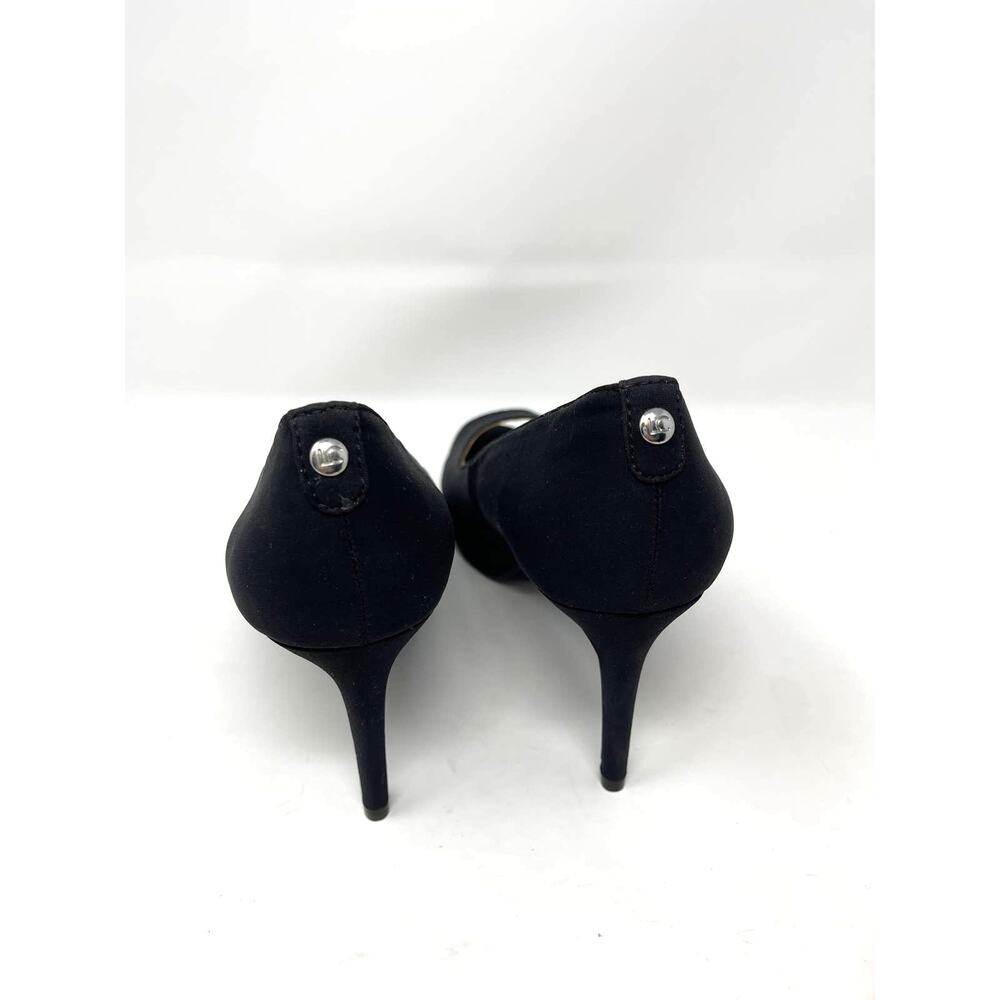 LIZ CLAIBORNE Black Fabric PEEP TOE Pumps 8.5M - Picture 3 of 8